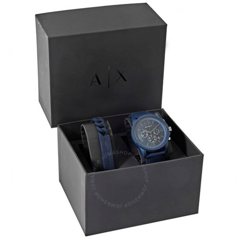 Armani Exchange Outerbanks AX7128 Men's Chronograph Watch – Blue Dial with Blue Silicone Strap