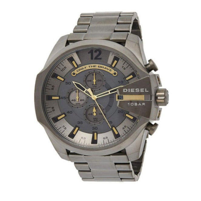 Diesel DZ4466 Mega Chief Chronograph Men's Watch – Grey Dial & Grey Stainless Steel Strap