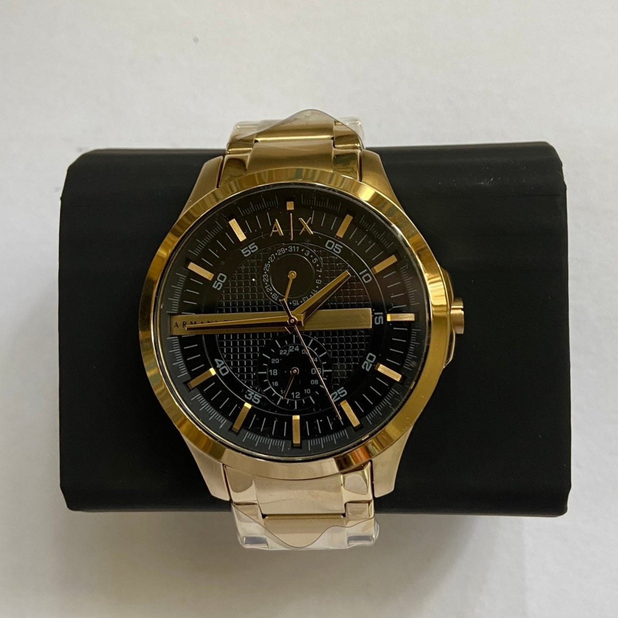 Armani Exchange Hampton AX2122 Men's Chronograph Watch – Black Dial with Gold Stainless Steel Strap