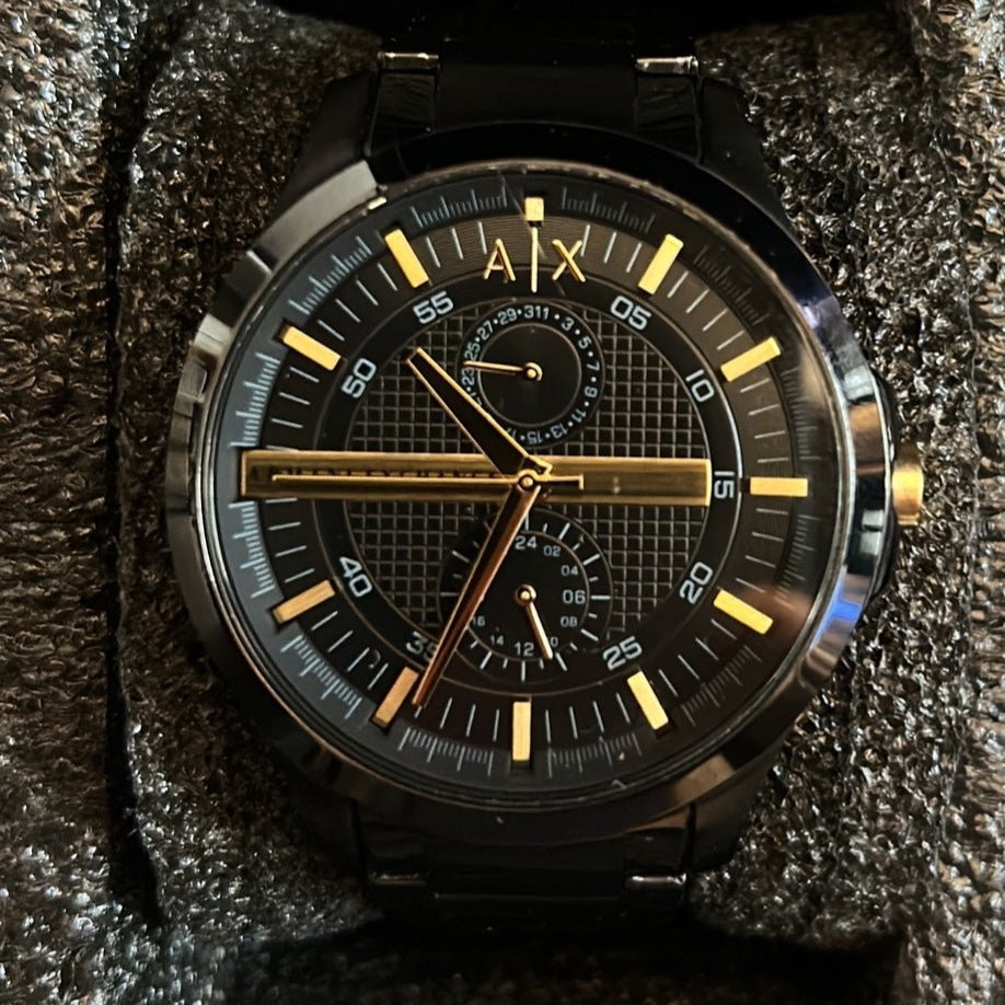 Armani Exchange Hampton AX2121 Men's Chronograph Watch – Black Dial with Black Stainless Steel Strap