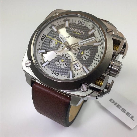 Diesel DZ7343 BAMF Chronograph Men's Watch – Beige Dial & Brown Leather Strap