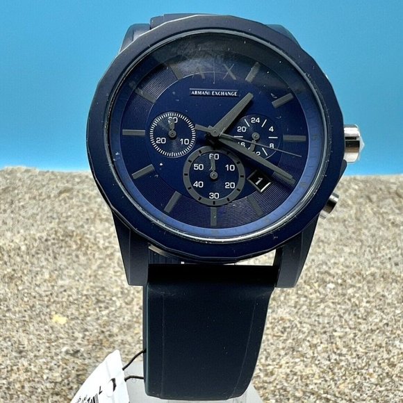 Armani Exchange Outerbanks AX7128 Men's Chronograph Watch – Blue Dial with Blue Silicone Strap