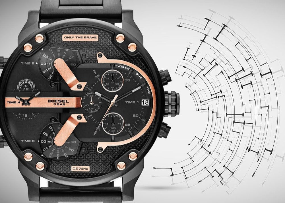 Diesel DZ7312 Big Daddy Chronograph Men's Watch – Black Dial & Black Stainless Steel Strap
