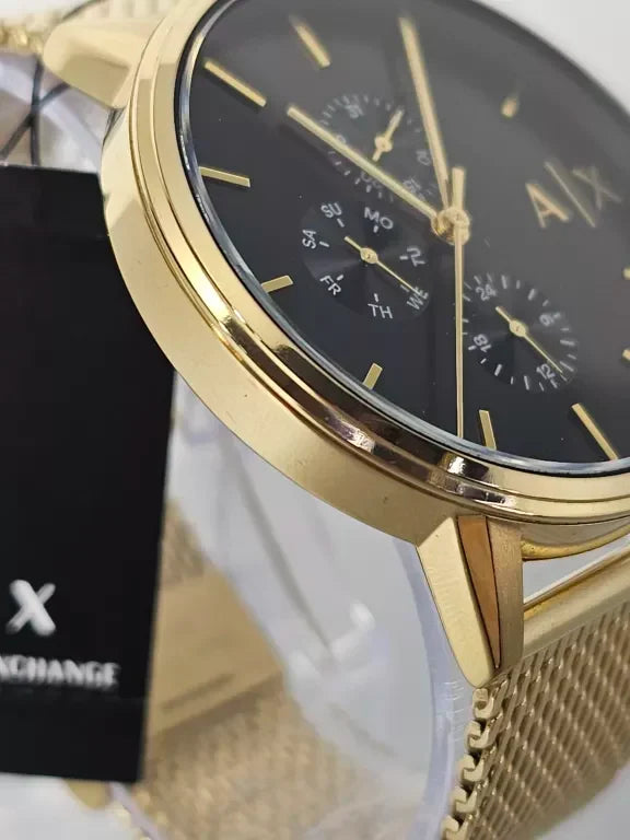 Armani Exchange Cayde AX2715 Men's Chronograph – Black Dial with Gold Mesh Stainless Steel Strap
