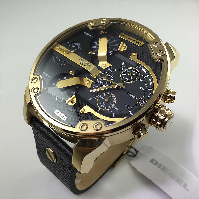 Diesel DZ7371 Mr. Daddy Chronograph Men's Watch – Black Dial & Black Leather Strap