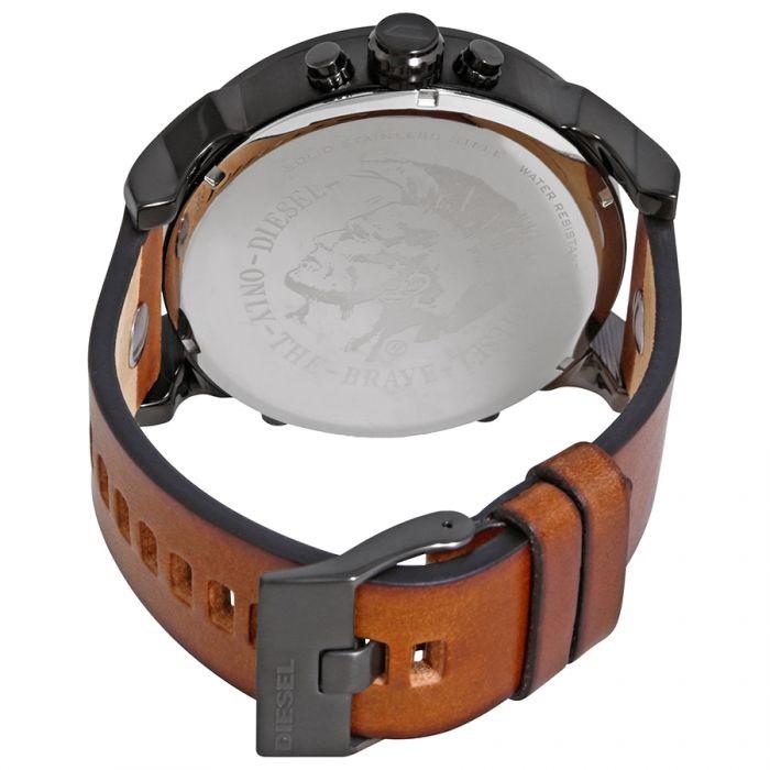 Diesel DZ7394 Mr. Daddy 2.0 Chronograph Men's Watch – Silver Dial & Brown Leather Strap