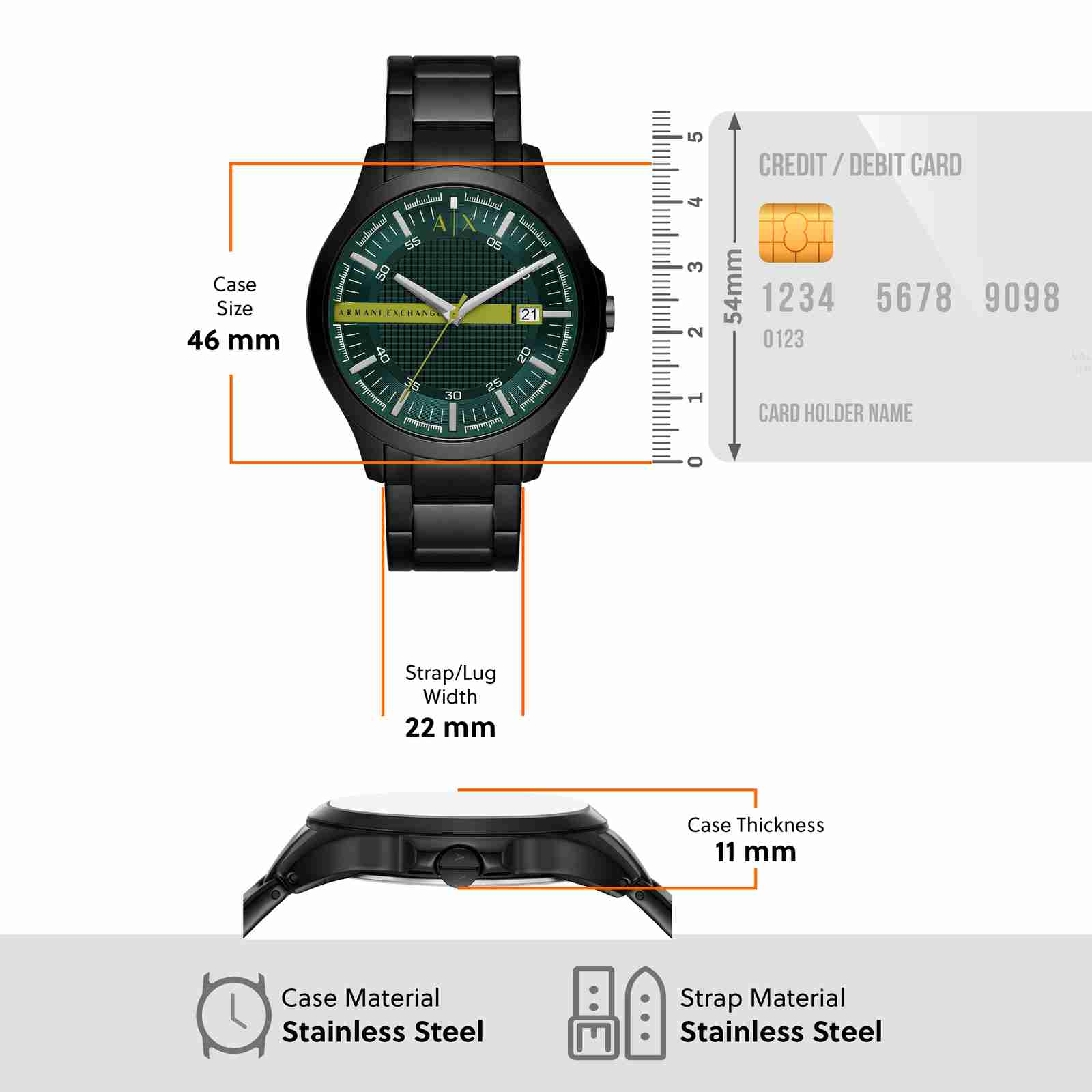 Armani Exchange Hampton AX2407 Men's Watch – Sleek Black Dial with Black Stainless Steel Bracelet