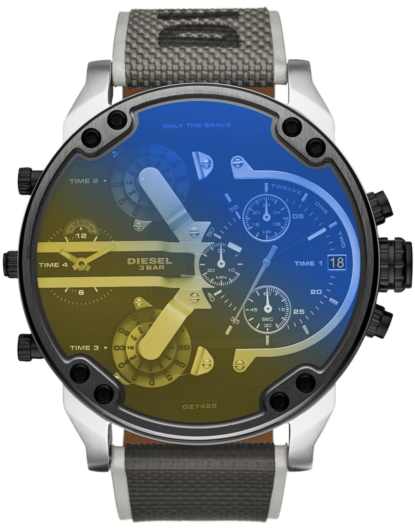 Diesel DZ7429 Mr. Daddy 2.0 Chronograph Men's Watch – Black Dial & Grey Nylon Strap