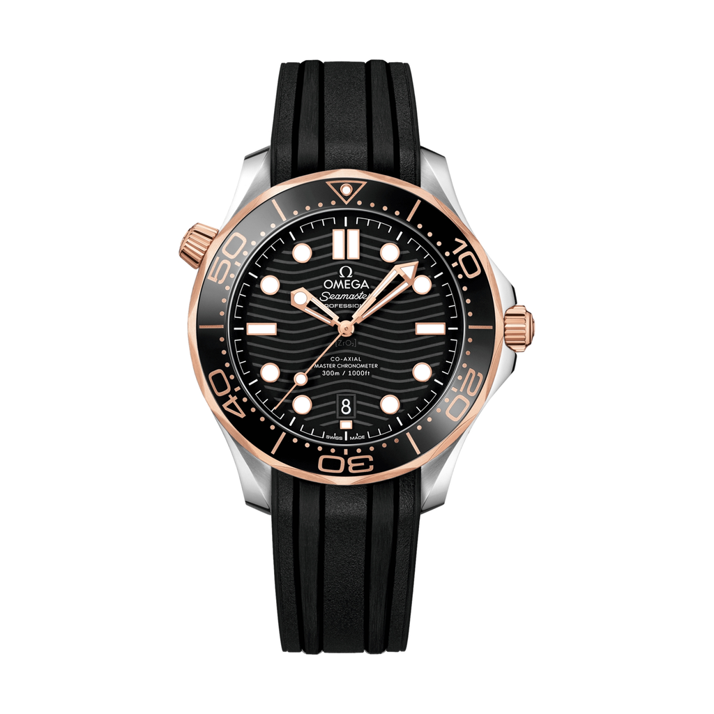 OMEGA Seamaster Diver 300M Stainless Steel and Sedna Gold 42mm - Black on Rubber Strap