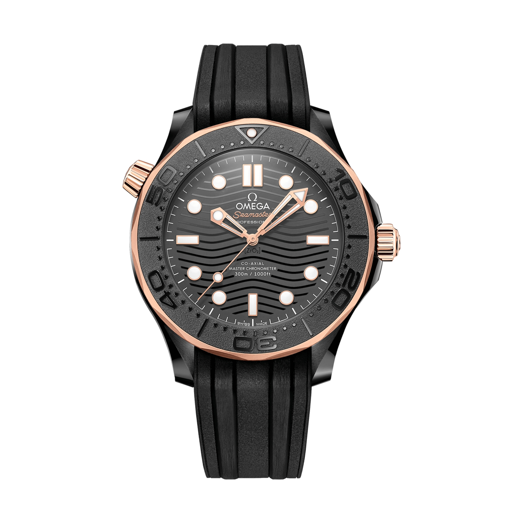OMEGA Seamaster Diver 300M Ceramic and Sedna Gold 43.5mm - Black on Rubber Strap