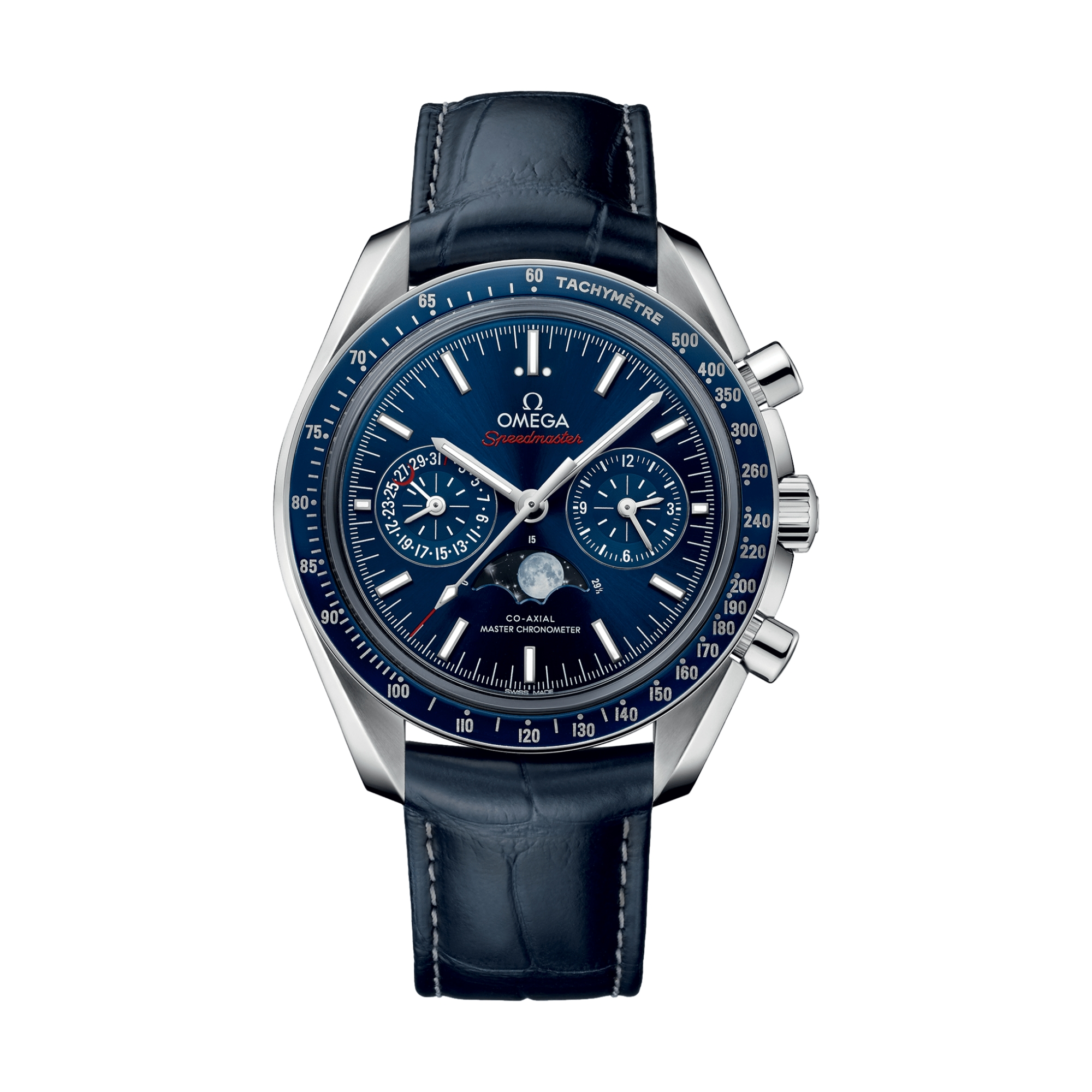 OMEGA Speedmaster Moonphase Moonphase Chronograph 44.25mm - Blue on Leather Strap