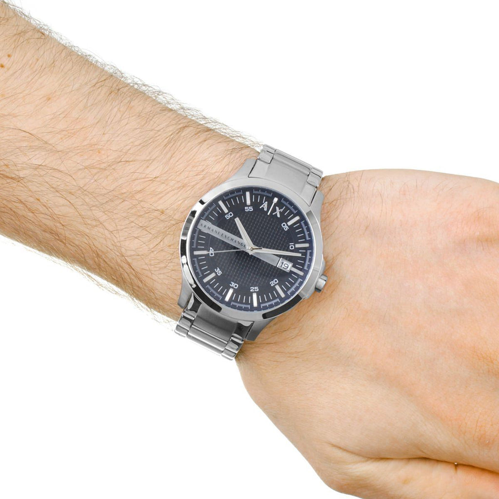 Armani Exchange Hampton AX2132 Men's Chronograph – Blue Dial with Silver Stainless Steel Bracelet