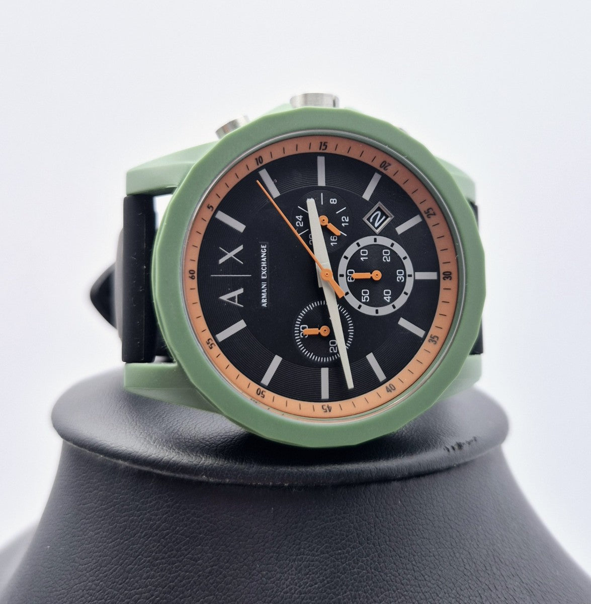 Armani Exchange Outerbanks AX1348 Men's Chronograph Watch – Black Dial with Black Silicone Strap