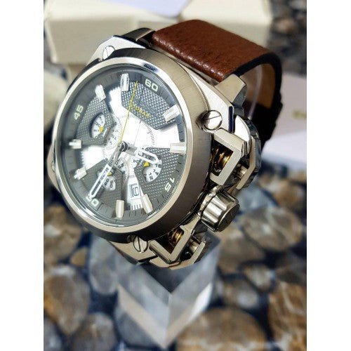 Diesel DZ7343 BAMF Chronograph Men's Watch – Beige Dial & Brown Leather Strap
