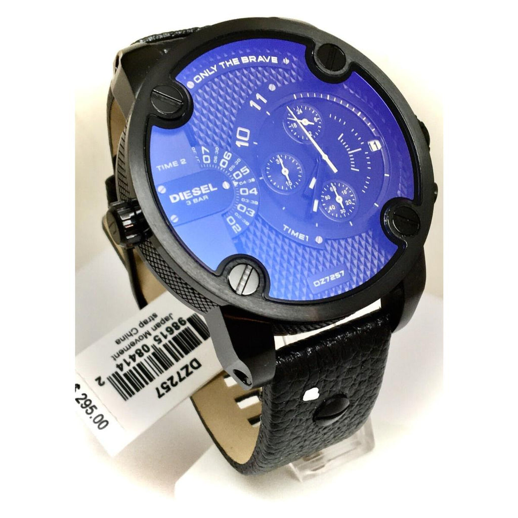 Diesel DZ7257 Little Daddy Chronograph Men's Watch – Blue Dial & Black Leather StrapDiesel DZ7257 Little Daddy Chronograph Men's Watch – Blue Dial & Black Leather Strap