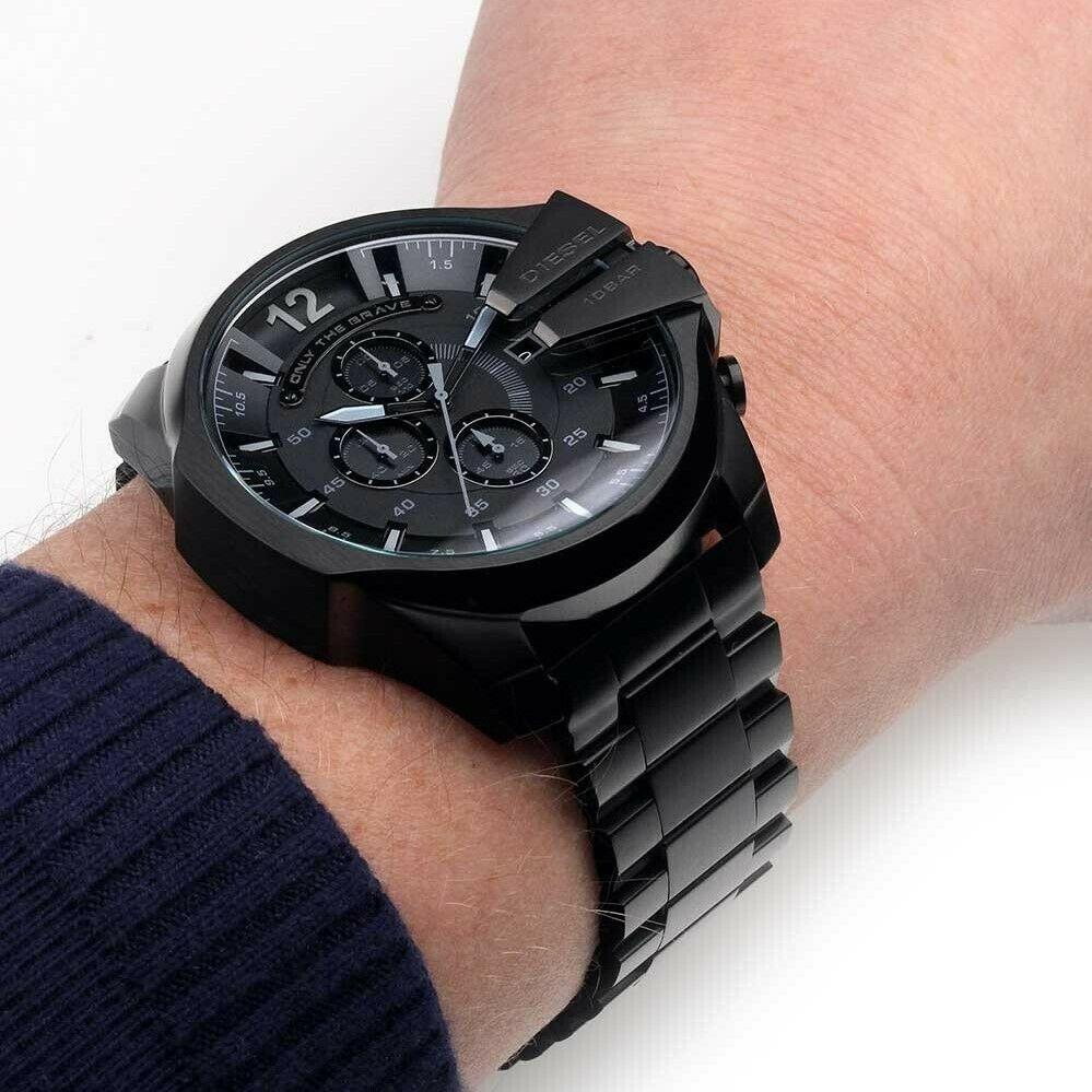 Diesel DZ4355 Mega Chief Chronograph Men's Watch – Black Dial & Black Stainless Steel Strap