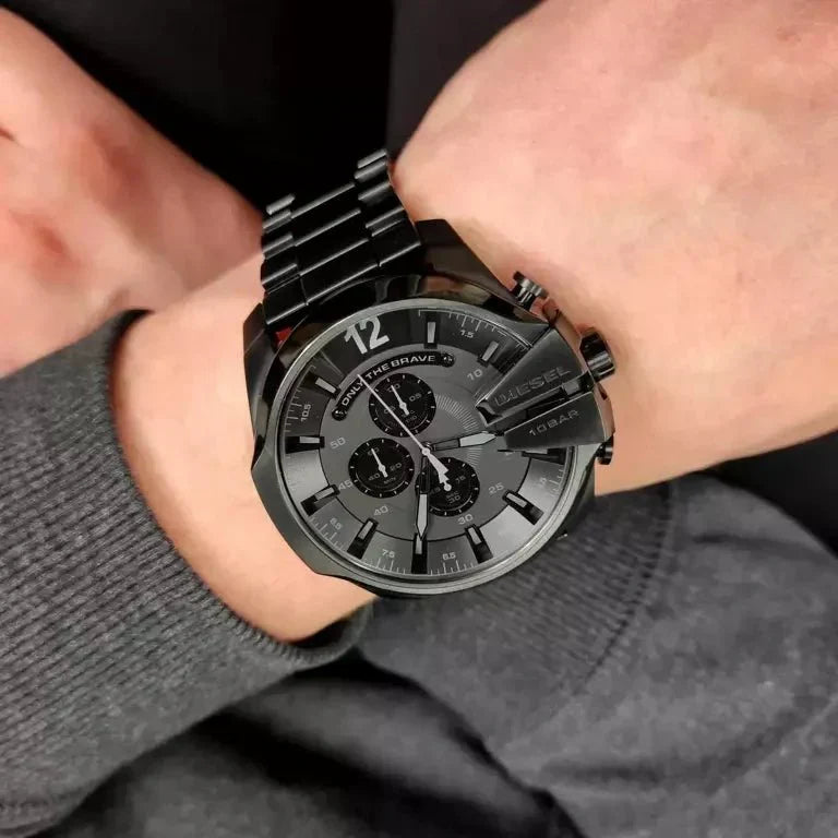 Diesel DZ4355 Mega Chief Chronograph Men's Watch – Black Dial & Black Stainless Steel Strap
