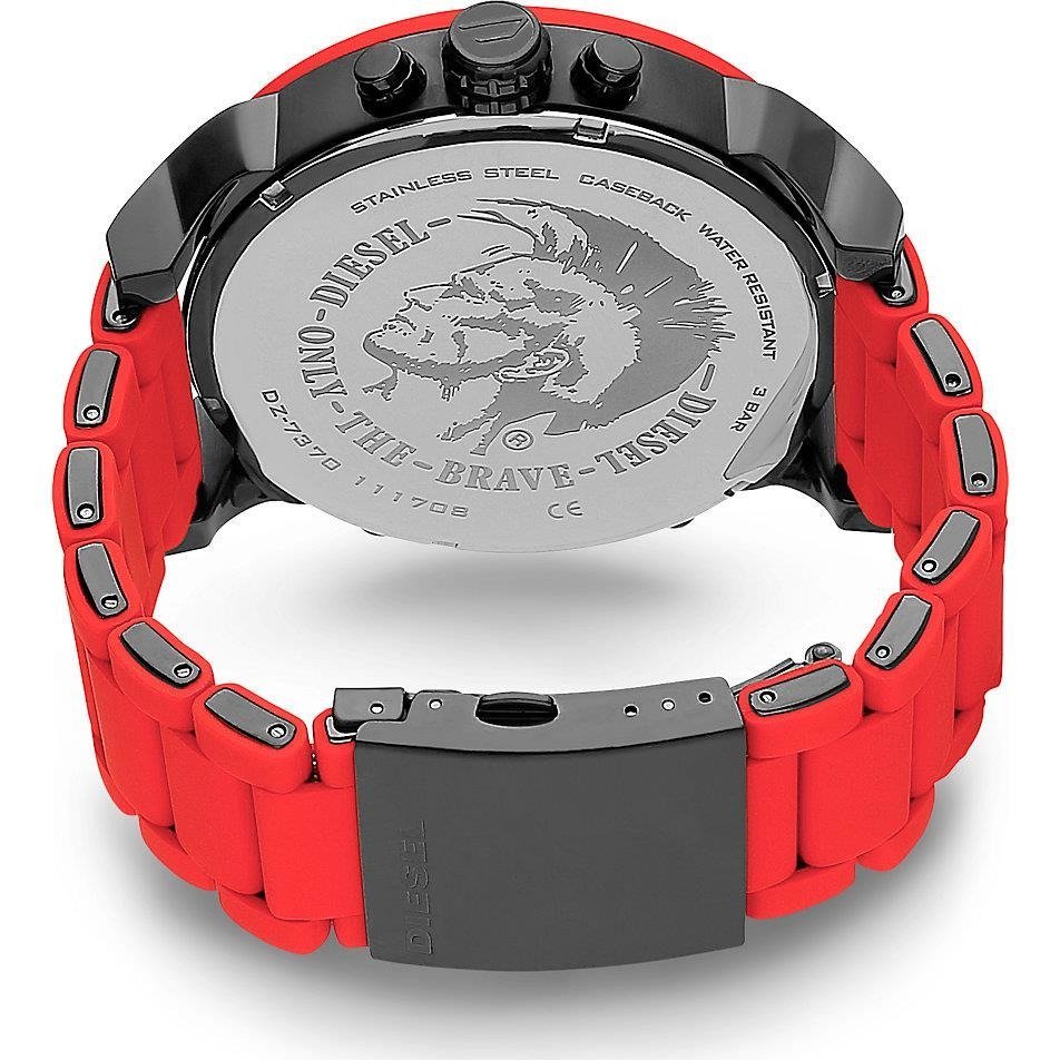 Diesel DZ7370 Mr. Daddy 2.0 Chronograph Men's Watch – Black Dial & Red Silicone Strap