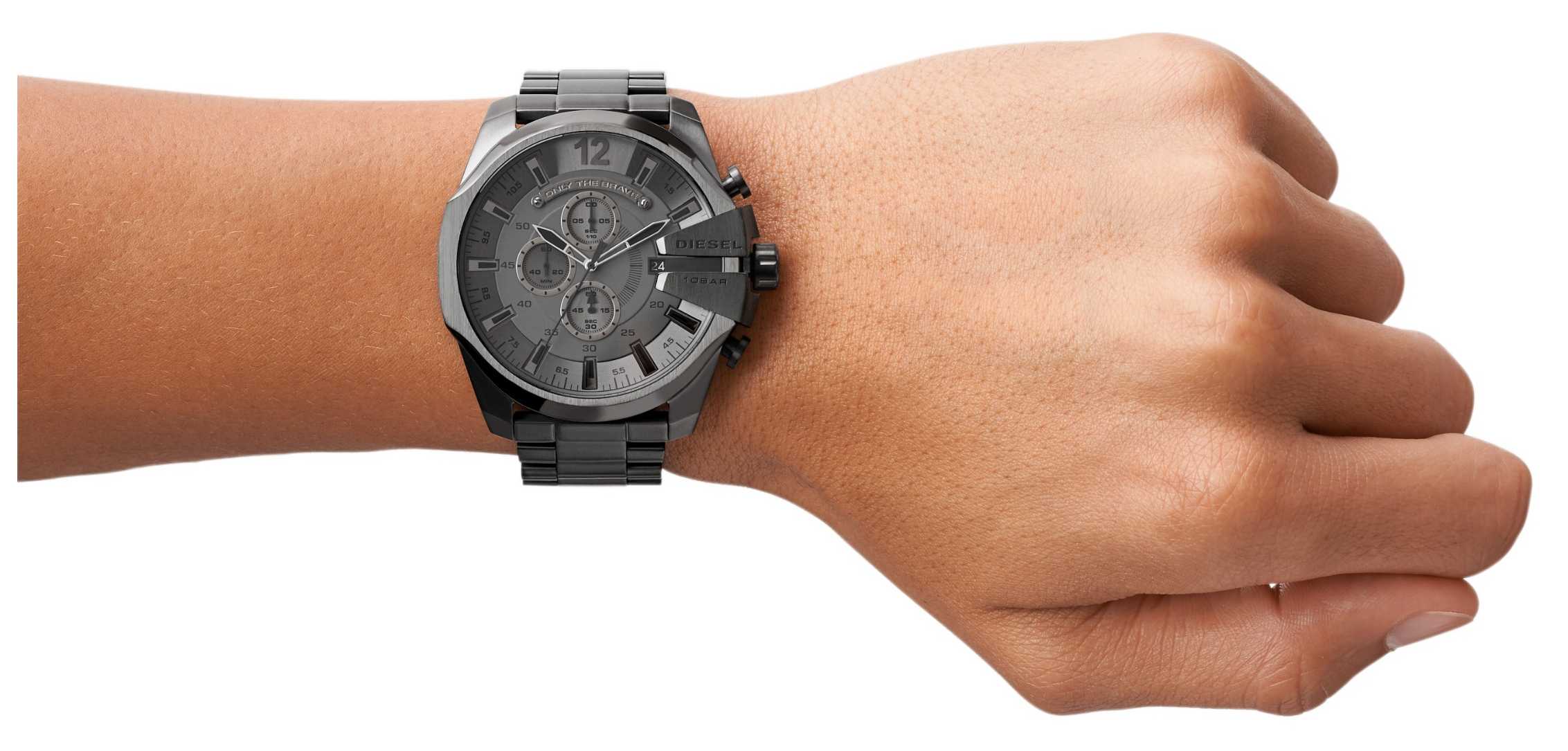 Diesel DZ4282 Mega Chief Chronograph Men's Watch – Grey Dial & Grey Stainless Steel Strap