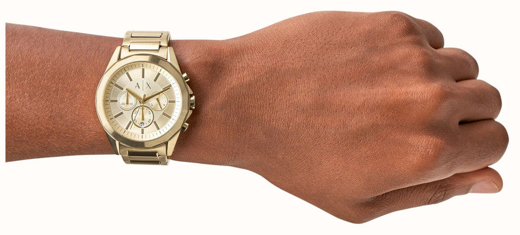 Armani Exchange Drexler AX2602 Men's Chronograph Watch – Gold Dial with Gold Stainless Steel Strap