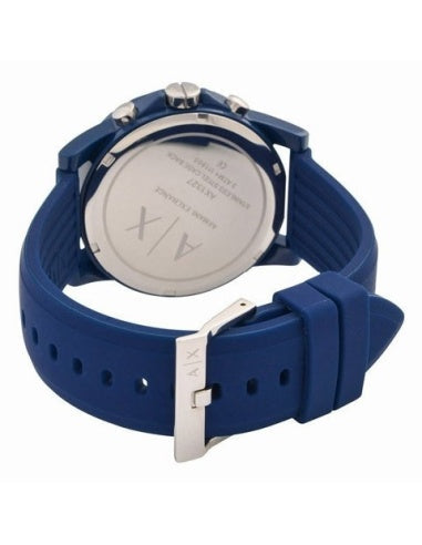 Men's Armani Exchange Outerbanks Chronograph Watch AX1327 – Blue Dial with Blue Silicone Strap