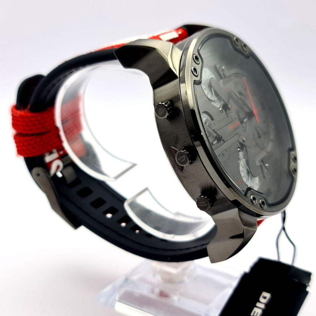 Diesel DZ7423 Mr. Daddy 2.0 Chronograph Men's Watch – Grey Dial & Red Rubber Strap