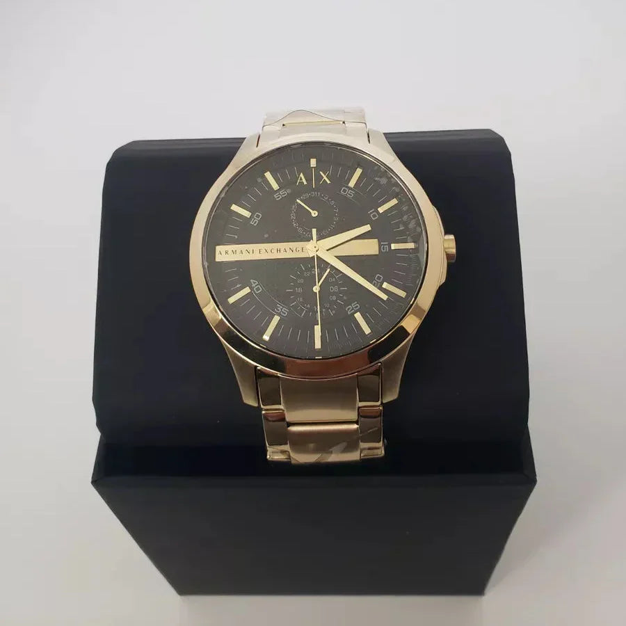 Armani Exchange Hampton AX2122 Men's Chronograph Watch – Black Dial with Gold Stainless Steel Strap