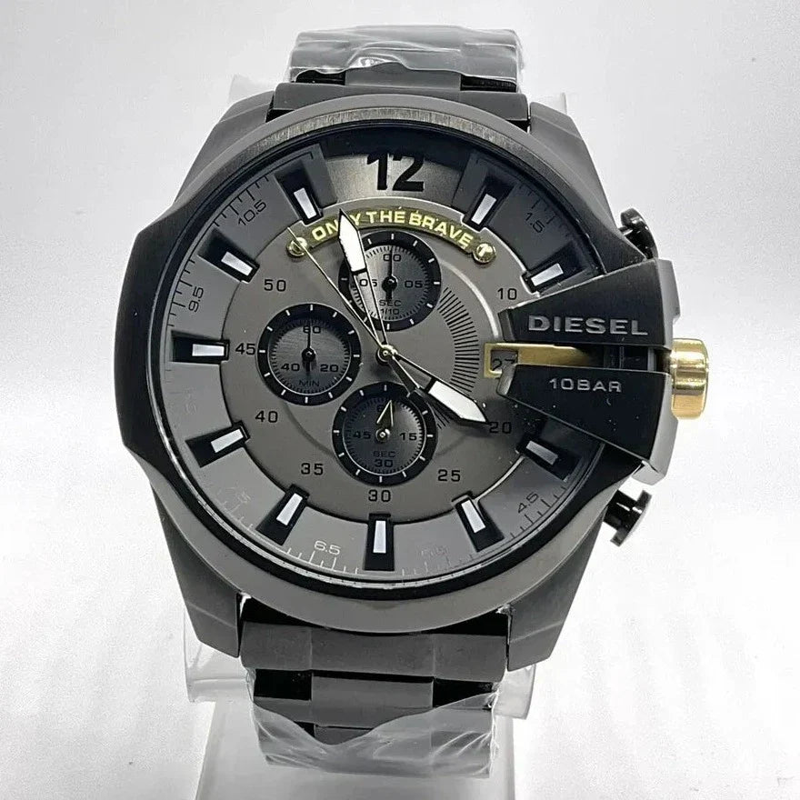 Diesel DZ4479 Mega Chief Chronograph Men's Watch – Grey Dial & Black Steel Strap