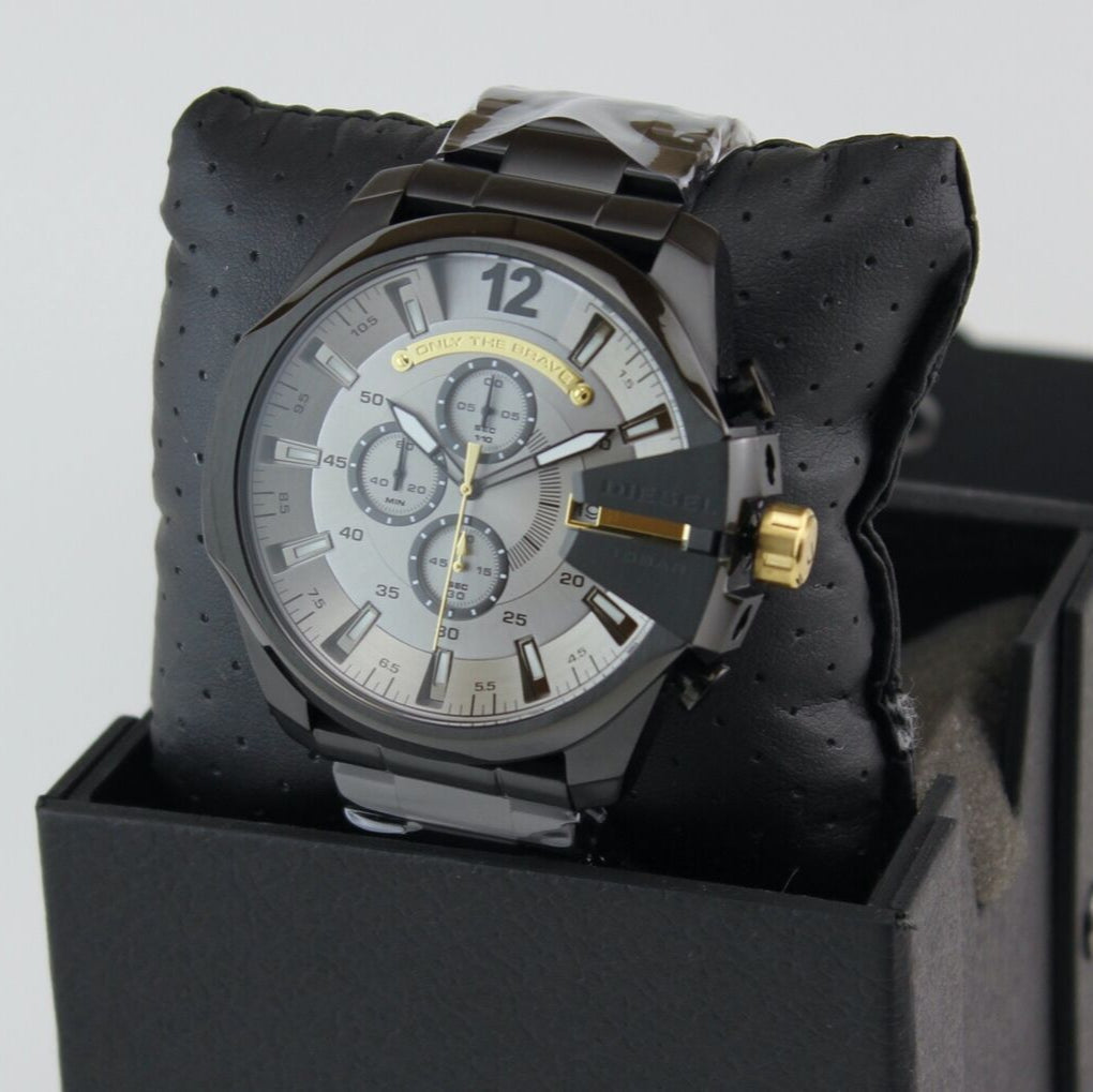 Diesel DZ4479 Mega Chief Chronograph Men's Watch – Grey Dial & Black Steel Strap