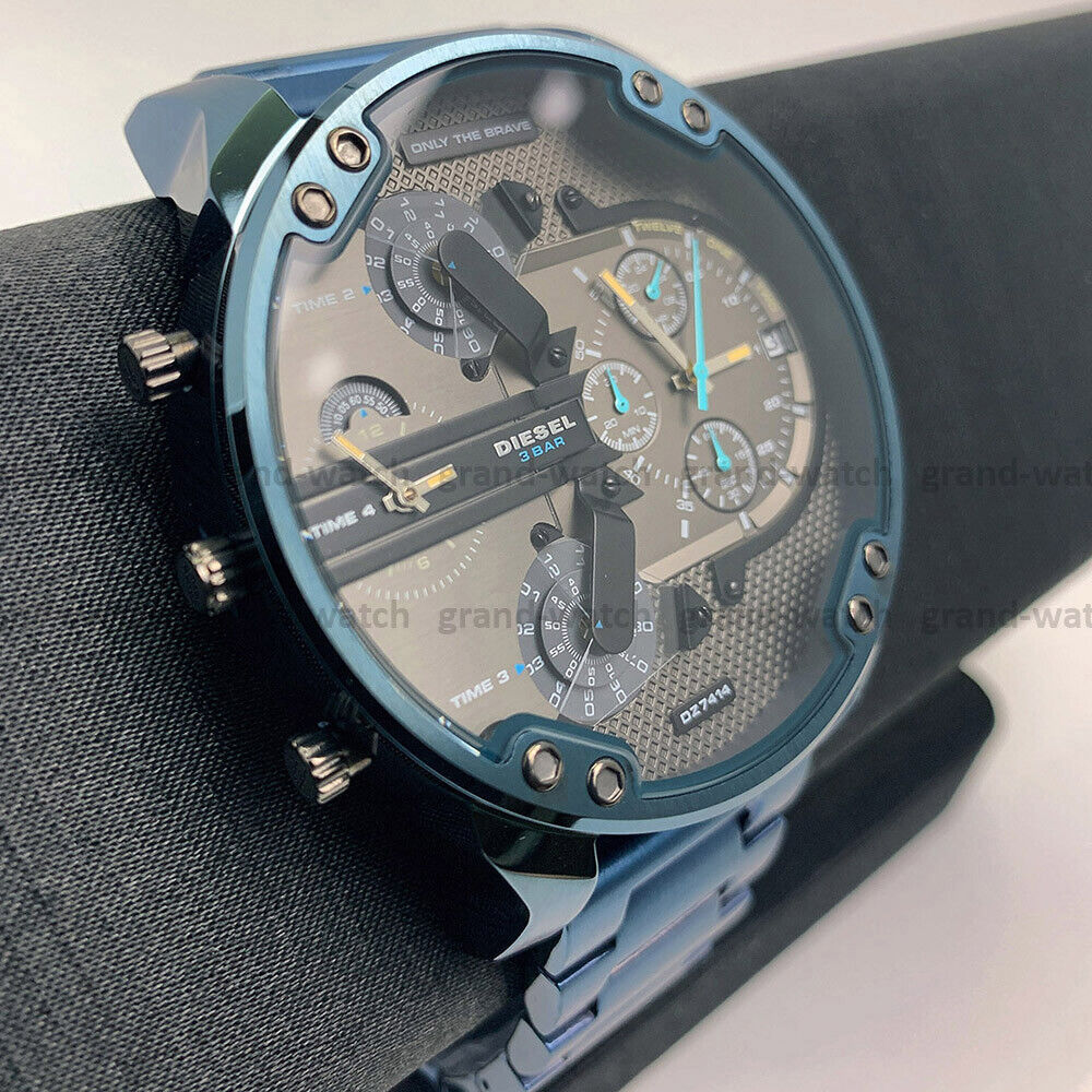Diesel DZ7414 Daddy 2.0 Chronograph Men's Watch – Grey Dial & Blue Stainless Steel Strap