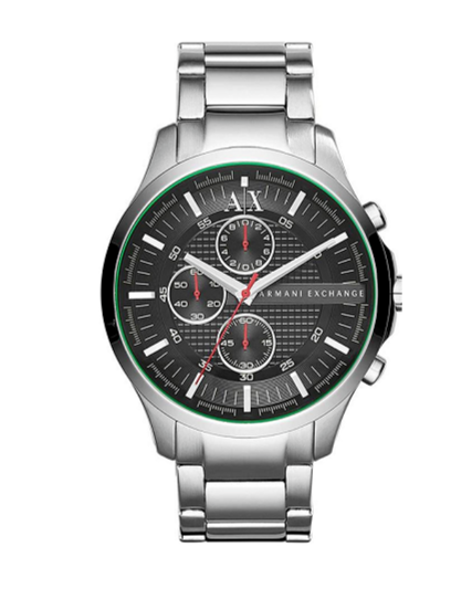 Armani Exchange Hampton AX2163 Men's Chronograph Watch – Black Dial with Silver Stainless Steel Strap