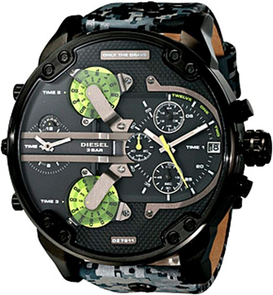 Diesel DZ7311 Big Daddy Chronograph Men's Watch – Black Dial & Black Leather Strap