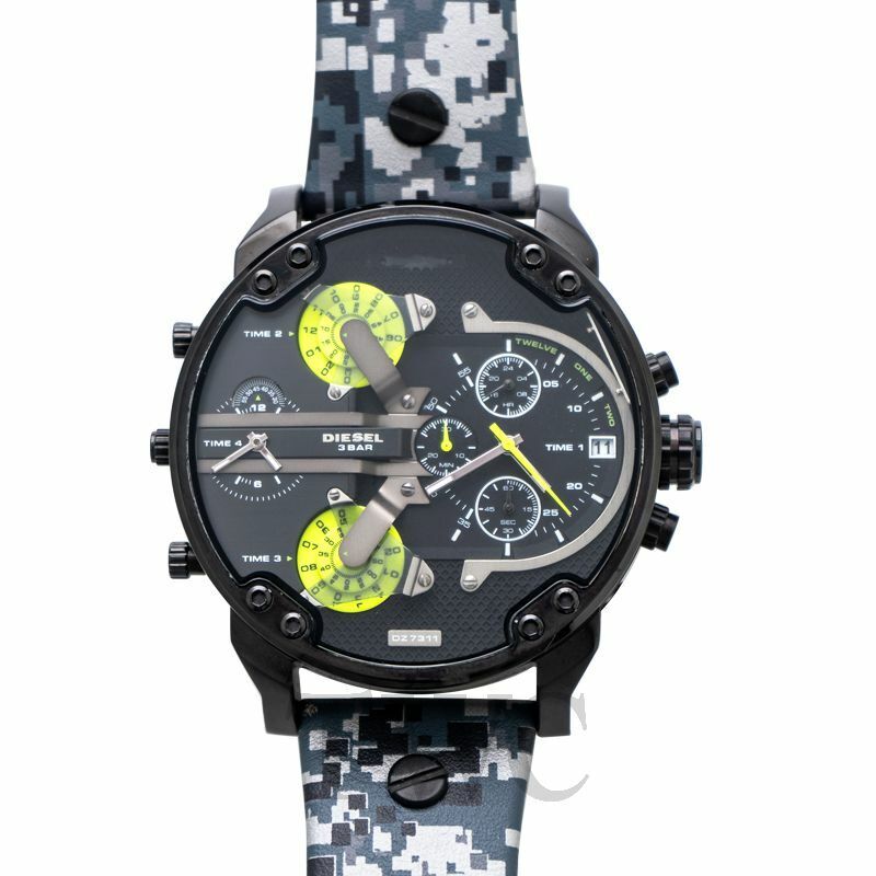 Diesel DZ7311 Big Daddy Chronograph Men's Watch – Black Dial & Black Leather Strap
