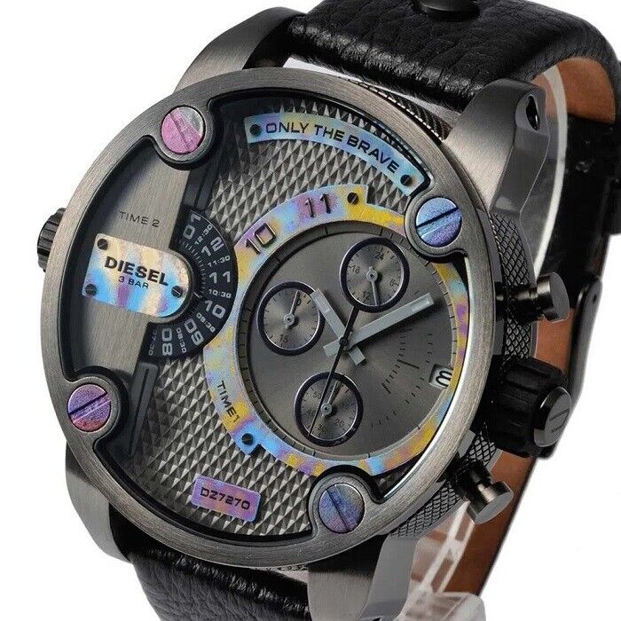 Diesel DZ7270 Badass Chronograph Men's Watch – Anthracite Dial & Black Leather Strap
