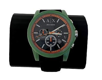 Armani Exchange Outerbanks AX1348 Men's Chronograph Watch – Black Dial with Black Silicone Strap