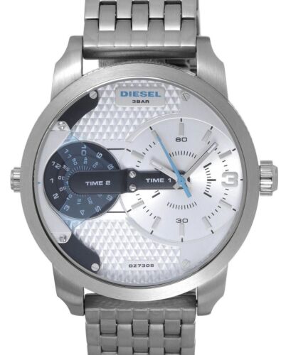 Diesel DZ7305 Mini Daddy Dual Time Men's Watch – Silver Dial & Stainless Steel Strap