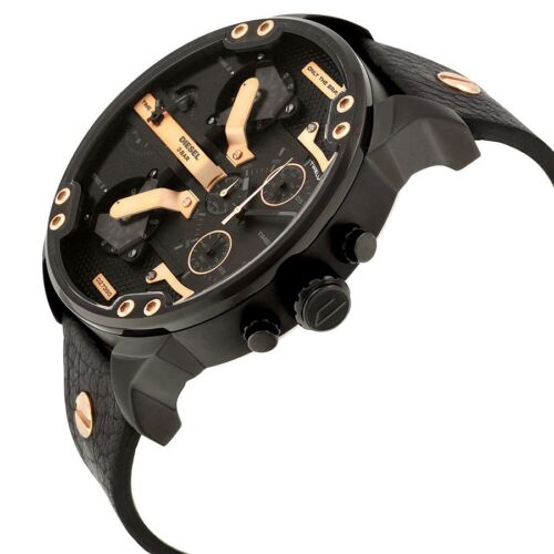 Diesel DZ7350 Mr. Daddy 2.0 Chronograph Men's Watch – Black Dial & Black Leather Strap