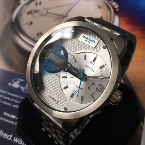 Diesel DZ7305 Mini Daddy Dual Time Men's Watch – Silver Dial & Stainless Steel Strap