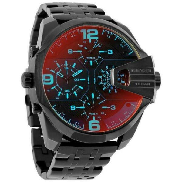 Diesel DZ7373 Uber Chief Chronograph Men's Watch – Red Dial & Black Steel Strap