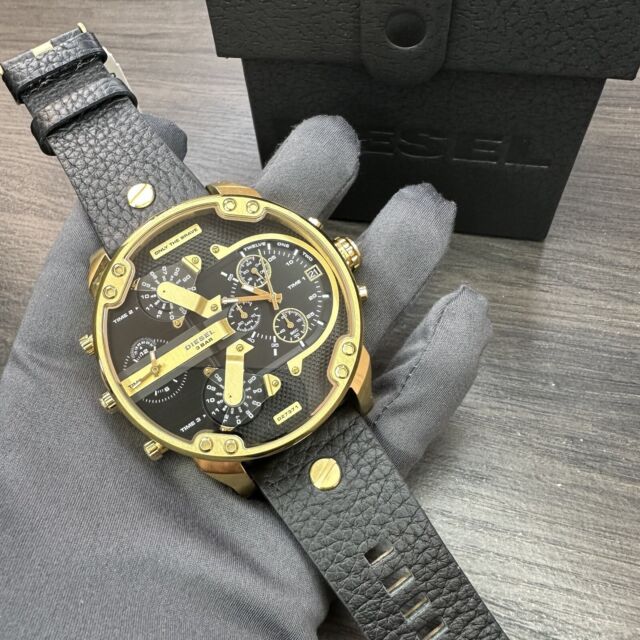 Diesel DZ7371 Mr. Daddy Chronograph Men's Watch – Black Dial & Black Leather Strap