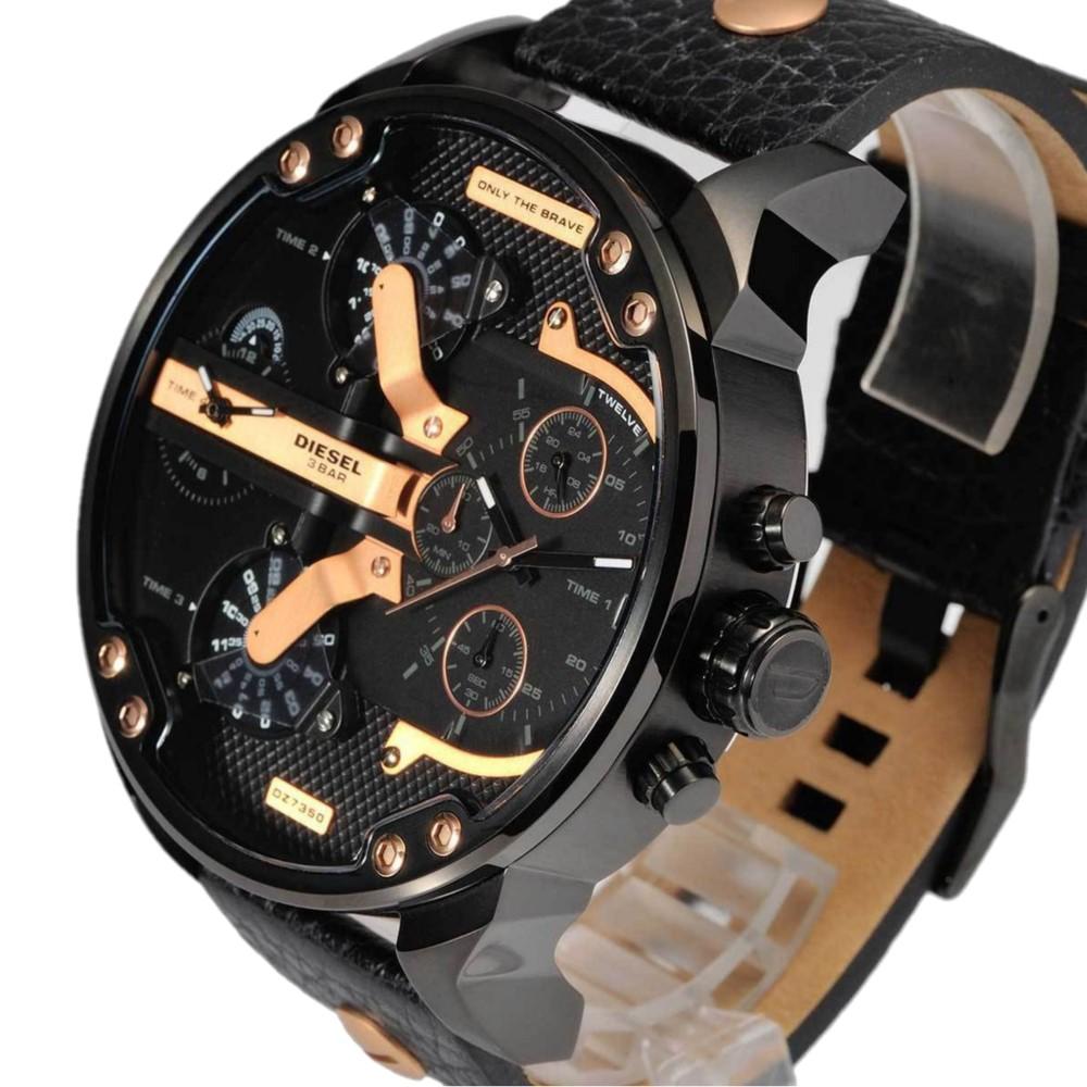 Diesel DZ7350 Mr. Daddy 2.0 Chronograph Men's Watch – Black Dial & Black Leather Strap