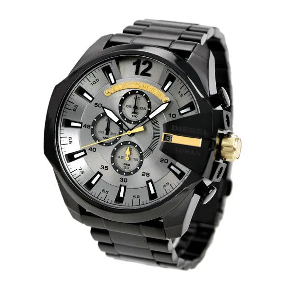 Diesel DZ4479 Mega Chief Chronograph Men's Watch – Grey Dial & Black Steel Strap