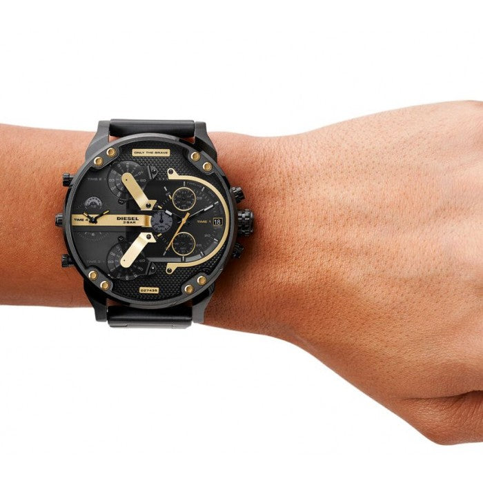 Diesel DZ7435 Mr. Daddy 2.0 Chronograph Men's Watch – Black Dial & Black Stainless Steel Strap